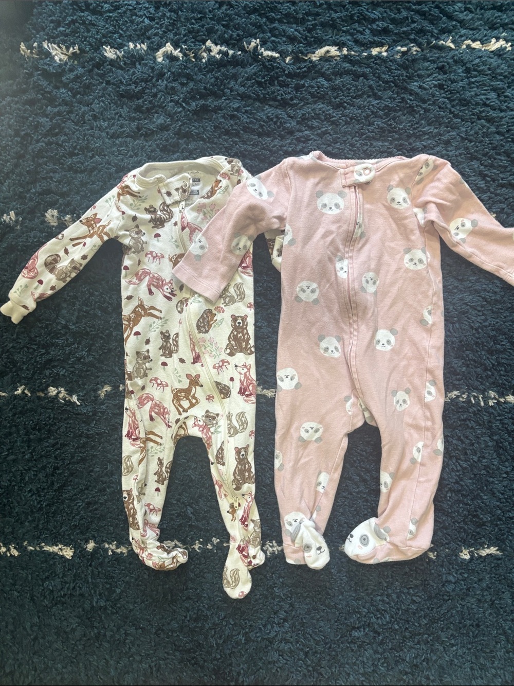 Unbranded Kids Pink Panda Print Footed One-Piece
